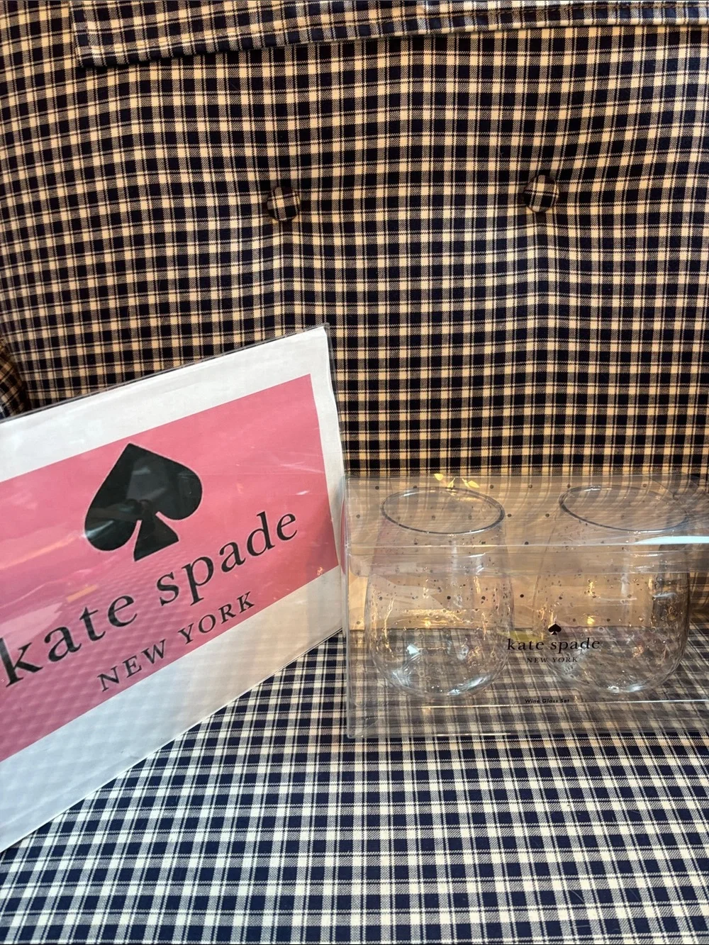 kate spade silver glitter Stemless wine Glasses Gift Set